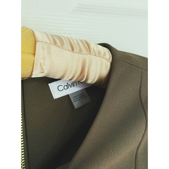 NWT Calvin Klein Tulip Sleeve Sheath Dress Size 4 Olive Green Career Cocktail - Picture 4 of 9